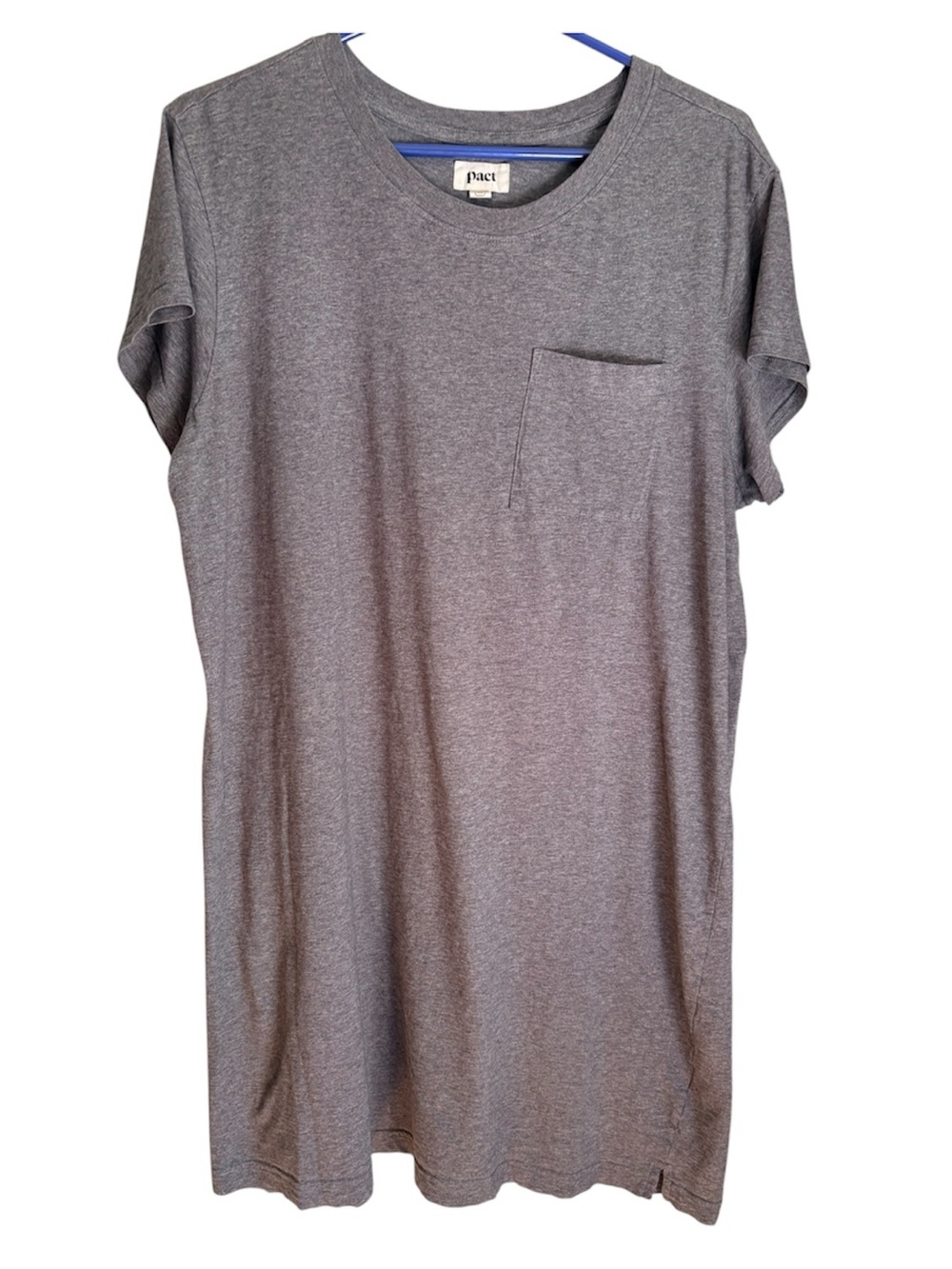 Pact TShirt Dress Womens Gray Pocket 100% Soft Organic Cotton Casual XL NWOT